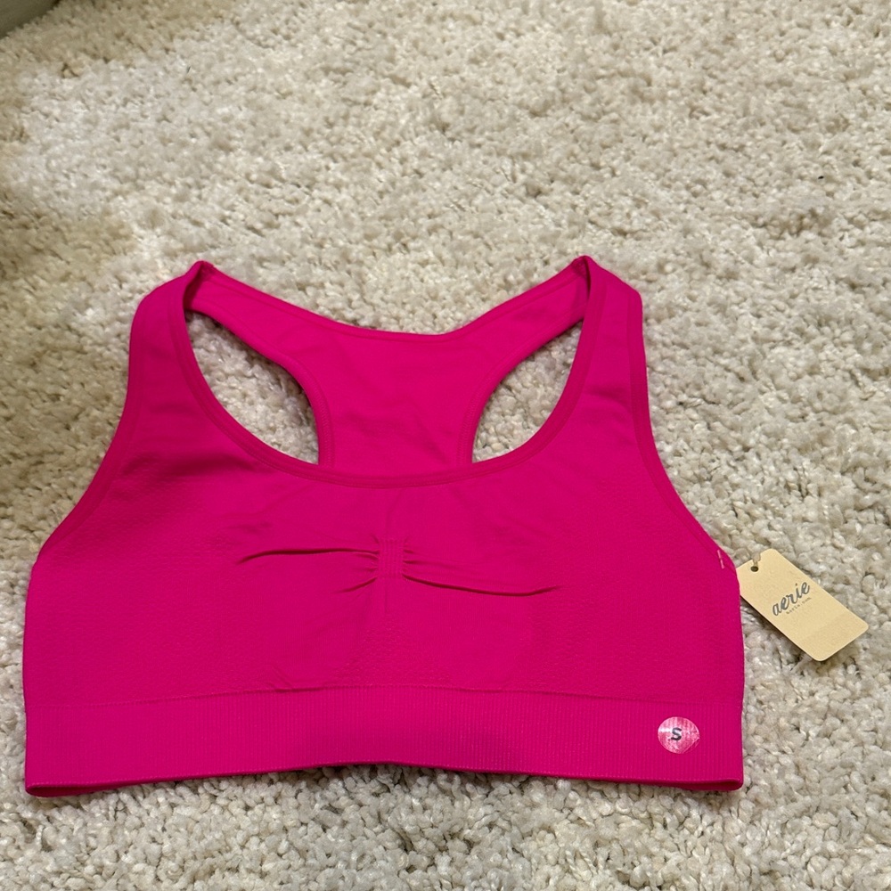 New hot pink small stretchy sport bra bralette Aerie 10” width undershirt